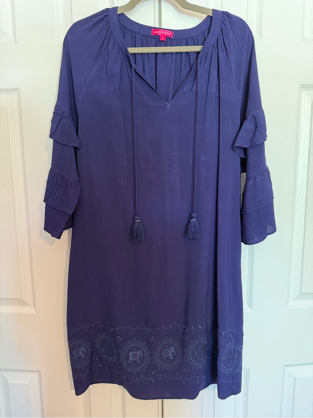 Simply Southern Blueish Purple Dress with Pink Logo Tag